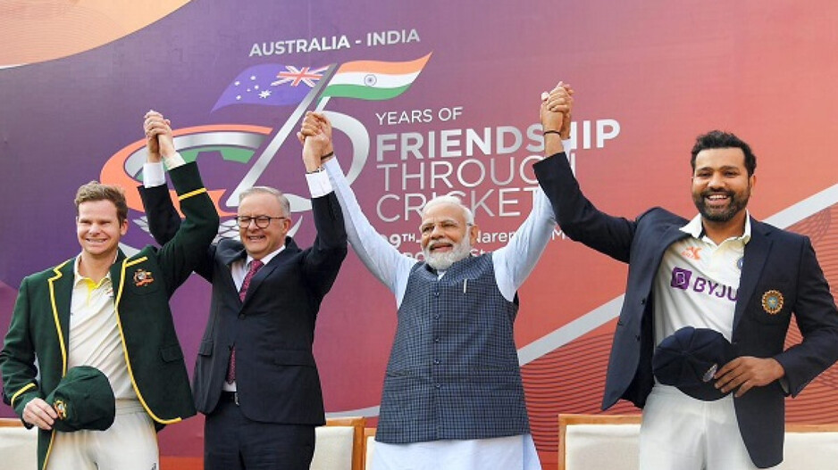 PM Modi and Australian PM at gujarat stadium