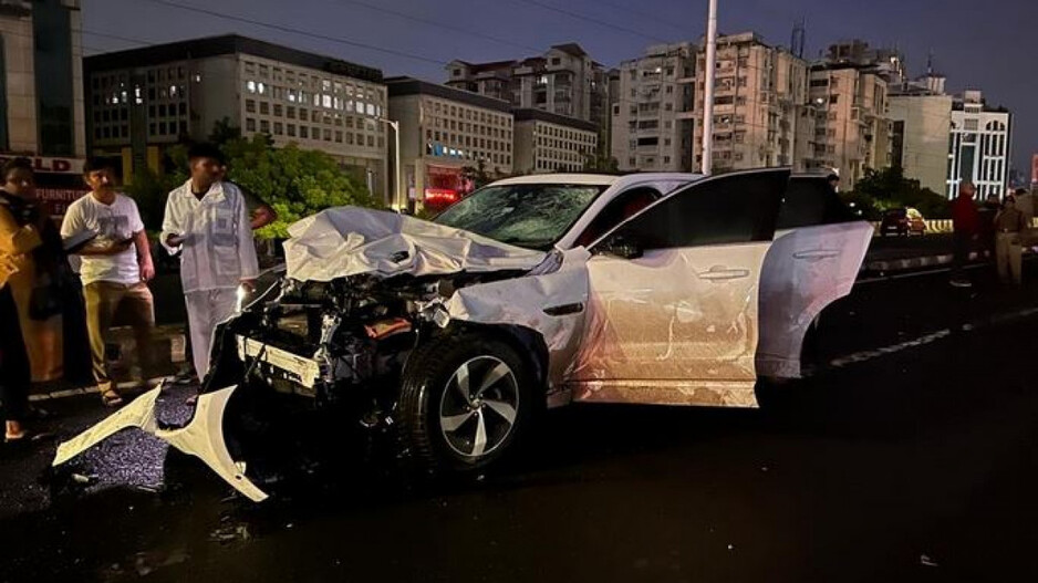 Speeding car rams into crowd