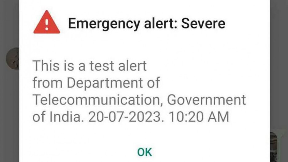 Emergency Alert Test Message Notifying Mobile Users