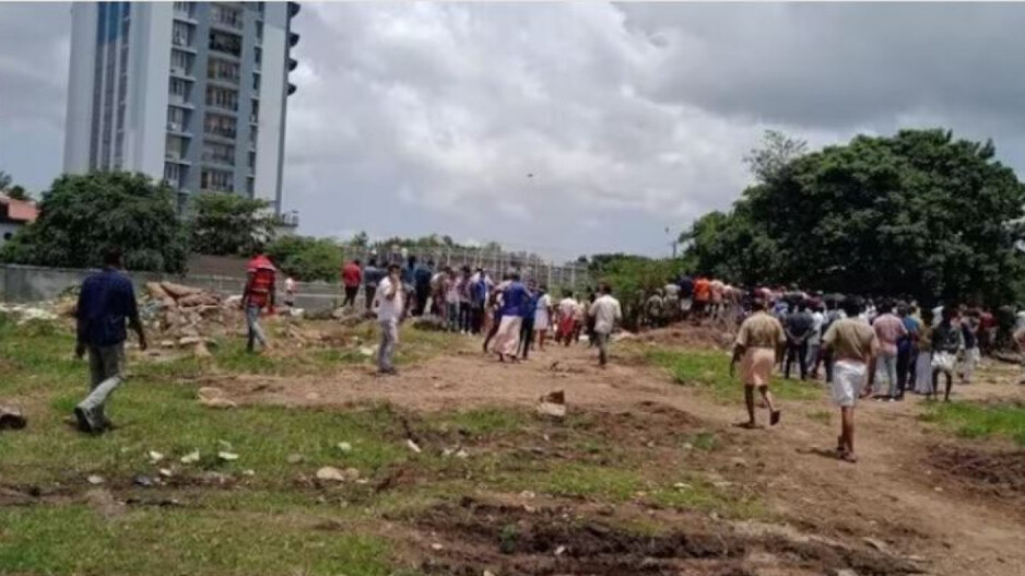 Police officials and locals near the crime spot