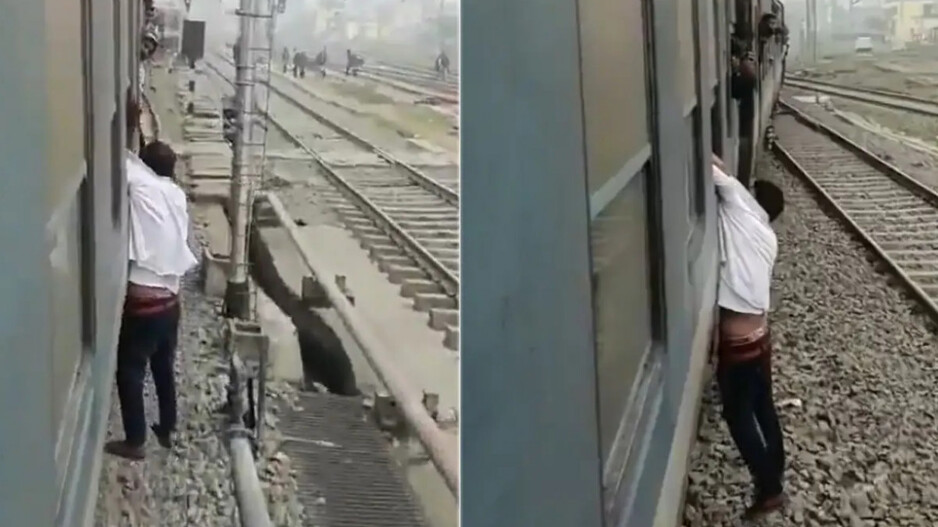 Passengers Hold Thief Through Train Window