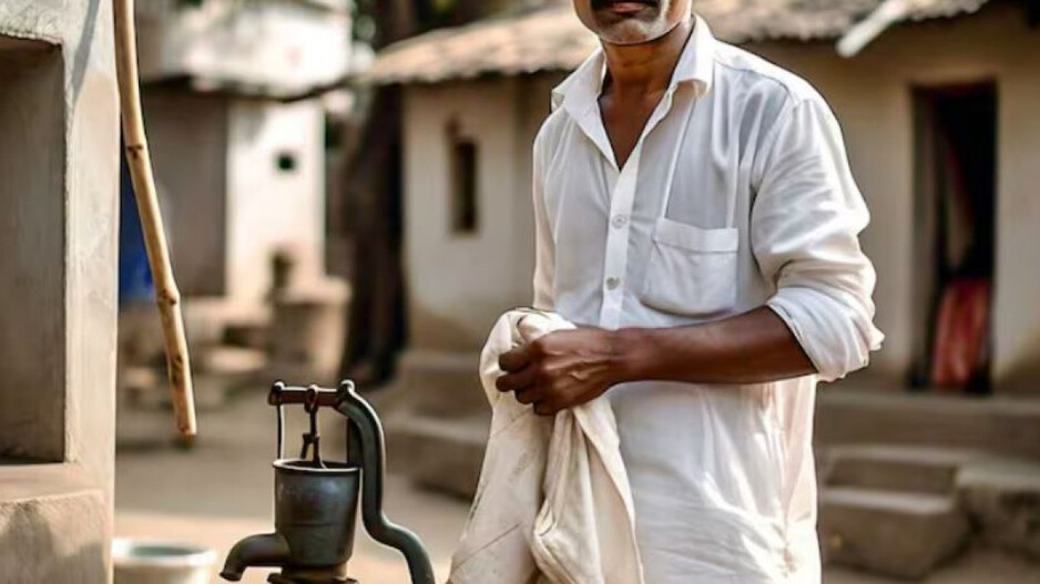 Man standing near tubewell 