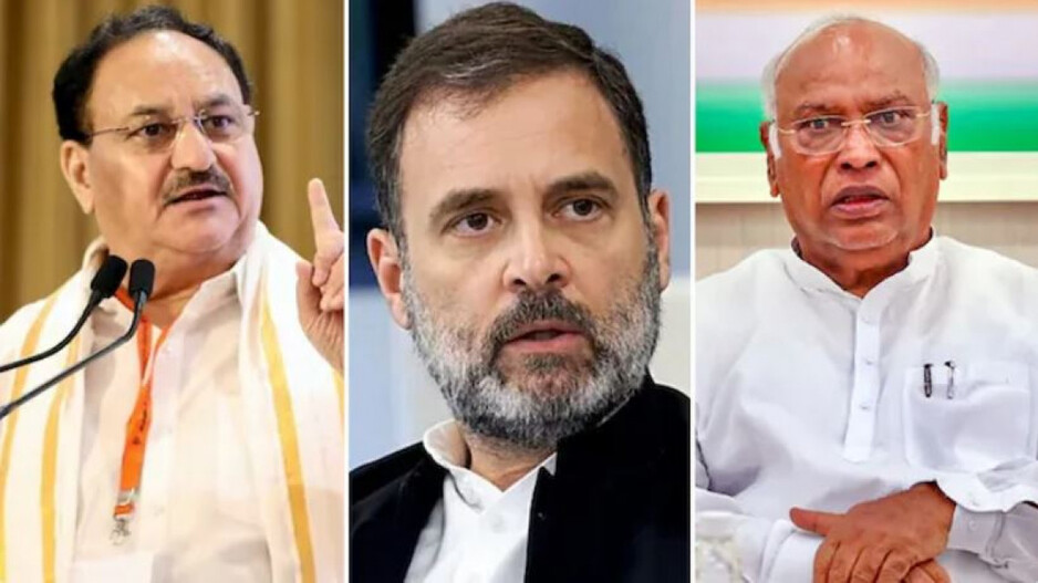 JP Nadda, Rahul Gandhi & Mallikarjun Kharge  