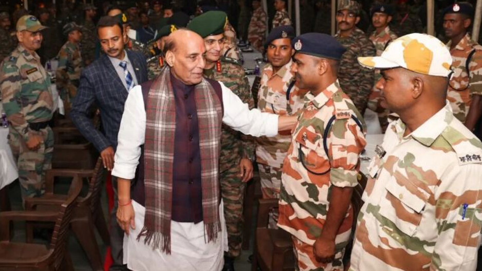 Rajnath Singh with jawans