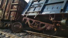 A goods train derailed
