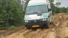 Ambulance stuck on muddy road