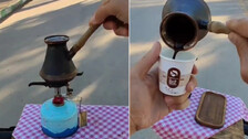 Person Makes Turkish Coffee