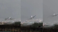 Plane struggling to land