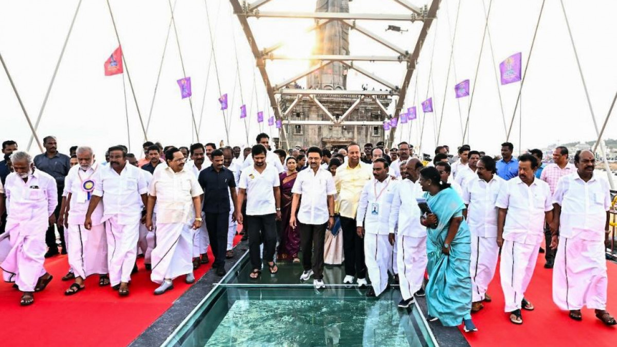 MK Stalin at Newly Inaugurated Glass Bridge