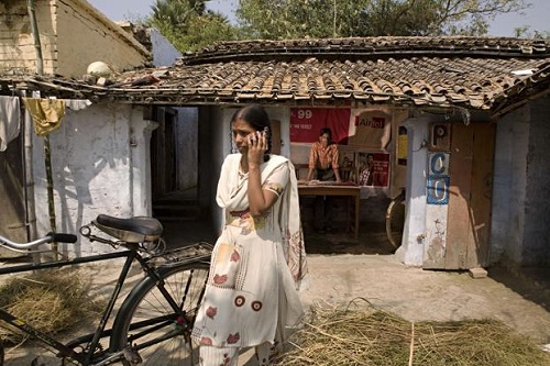 mobil phone in village