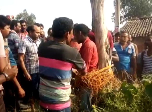 villagers beating goat thief