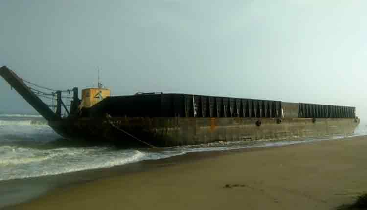 LARGE-VESSEL-STUCK-NEAR-CHILIKA-DUE-TO-STORM-AND-ENGINE-FAILURE