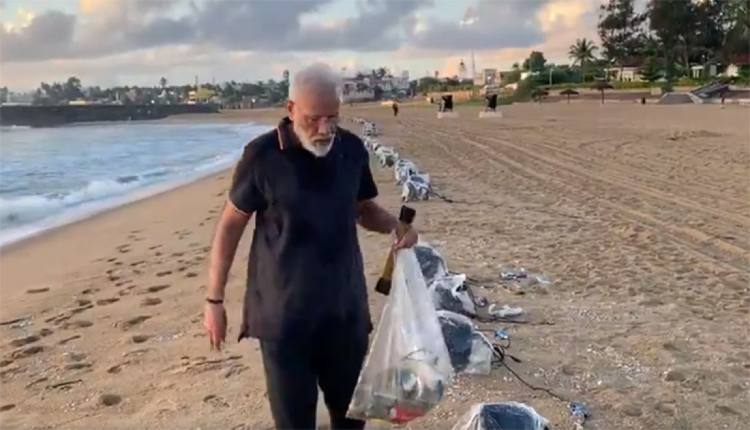 PM Modi Plogging at Mahabalipuram