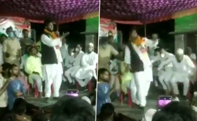 Congress candidate falls as the stage collapsed during his address