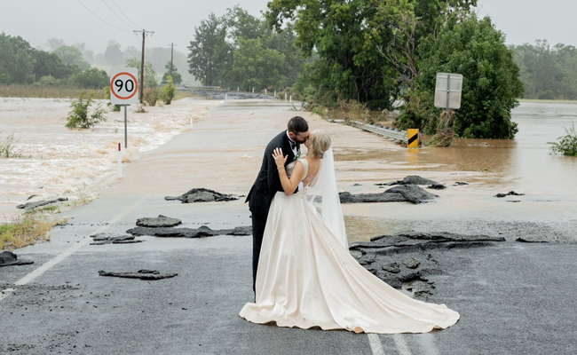 Couple tied knot amidst floods