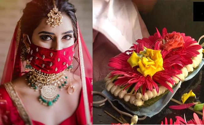 Flower mask for bride