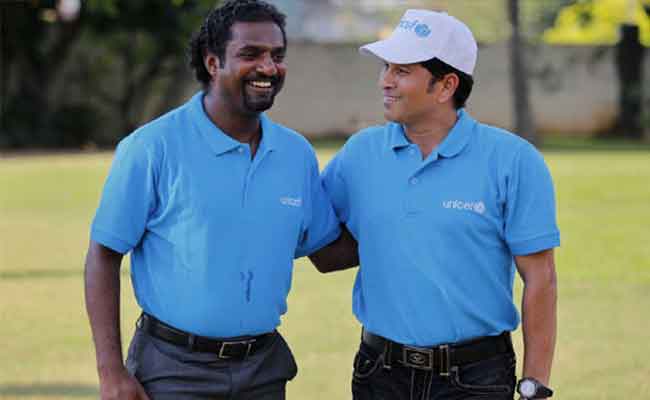 Muttiah Muralitharan and Sachin Tendulkar